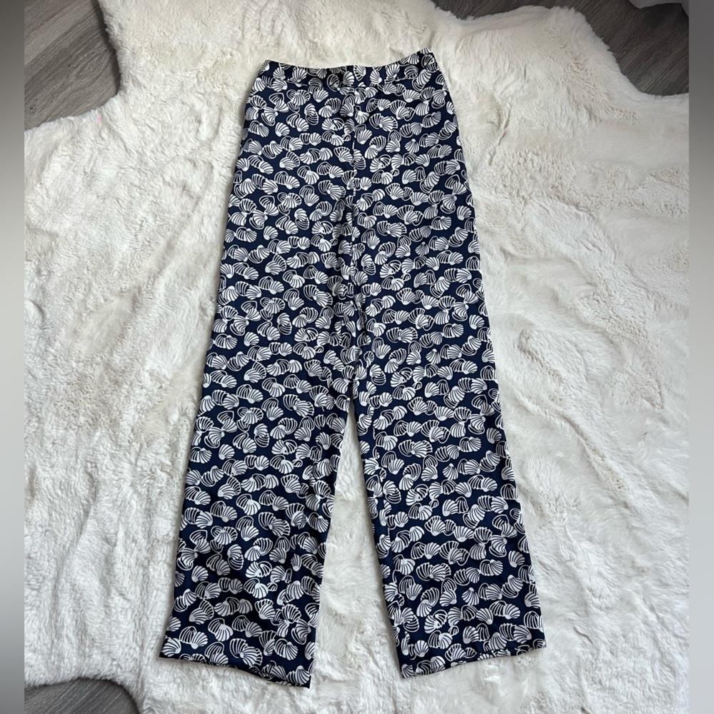 Sea shell pattern satin pants